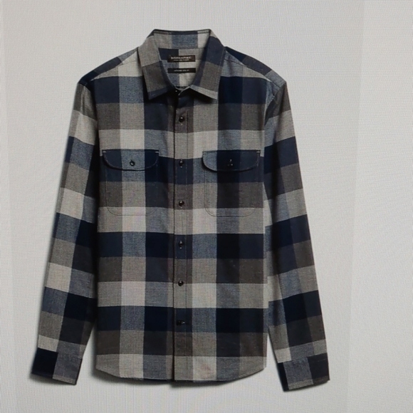 Banana Republic Cotton Flannel Shirt, navy plaid - Picture 1 of 1